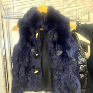 Luxurious Navy Real Rabbit Fur Vest SIZE 10/12